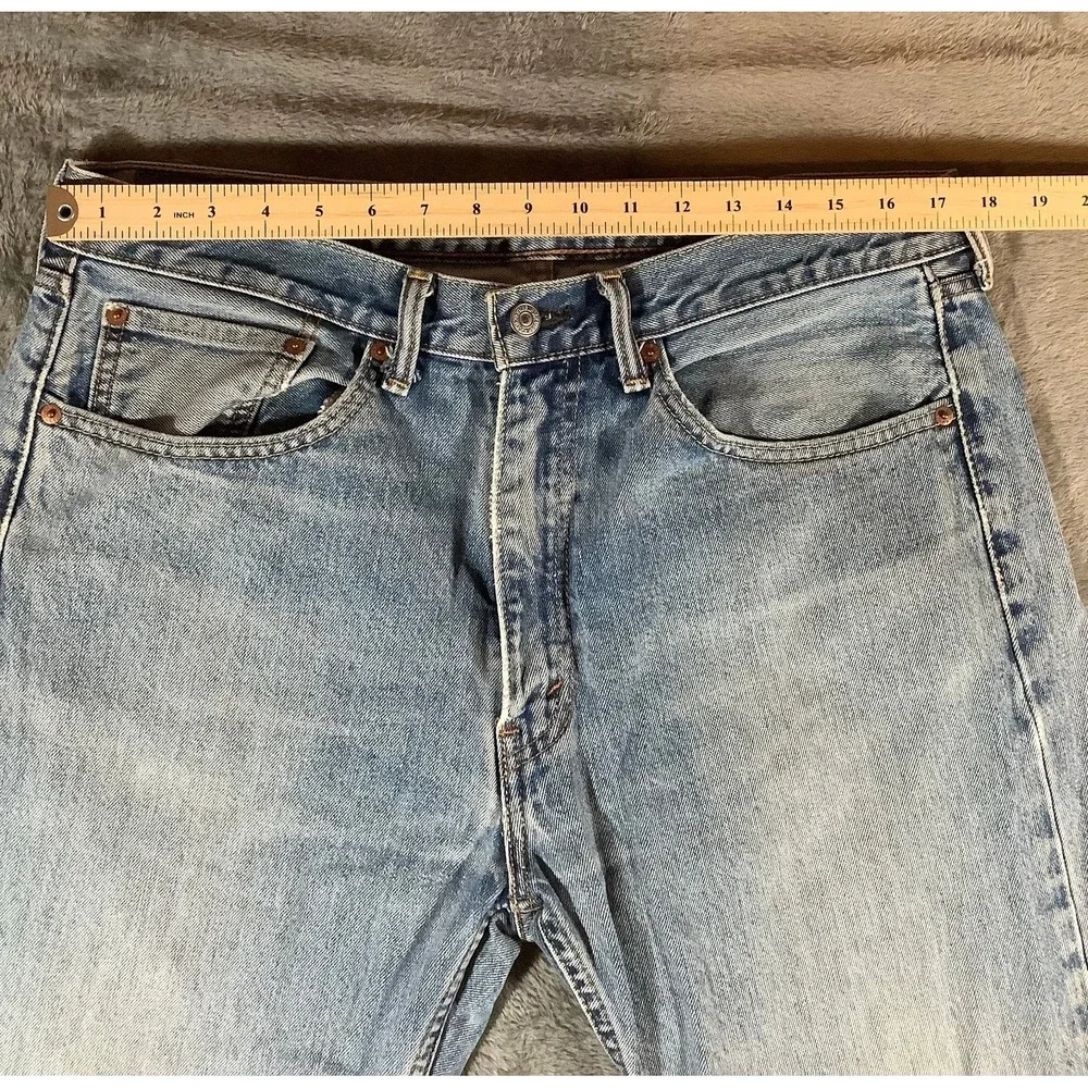 Levi's 505 Regular Fit Straight Leg Jeans Men's 36x32 Light Wash Denim
